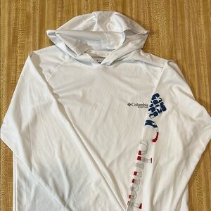 Columbia White Hooded Shirt with Logo